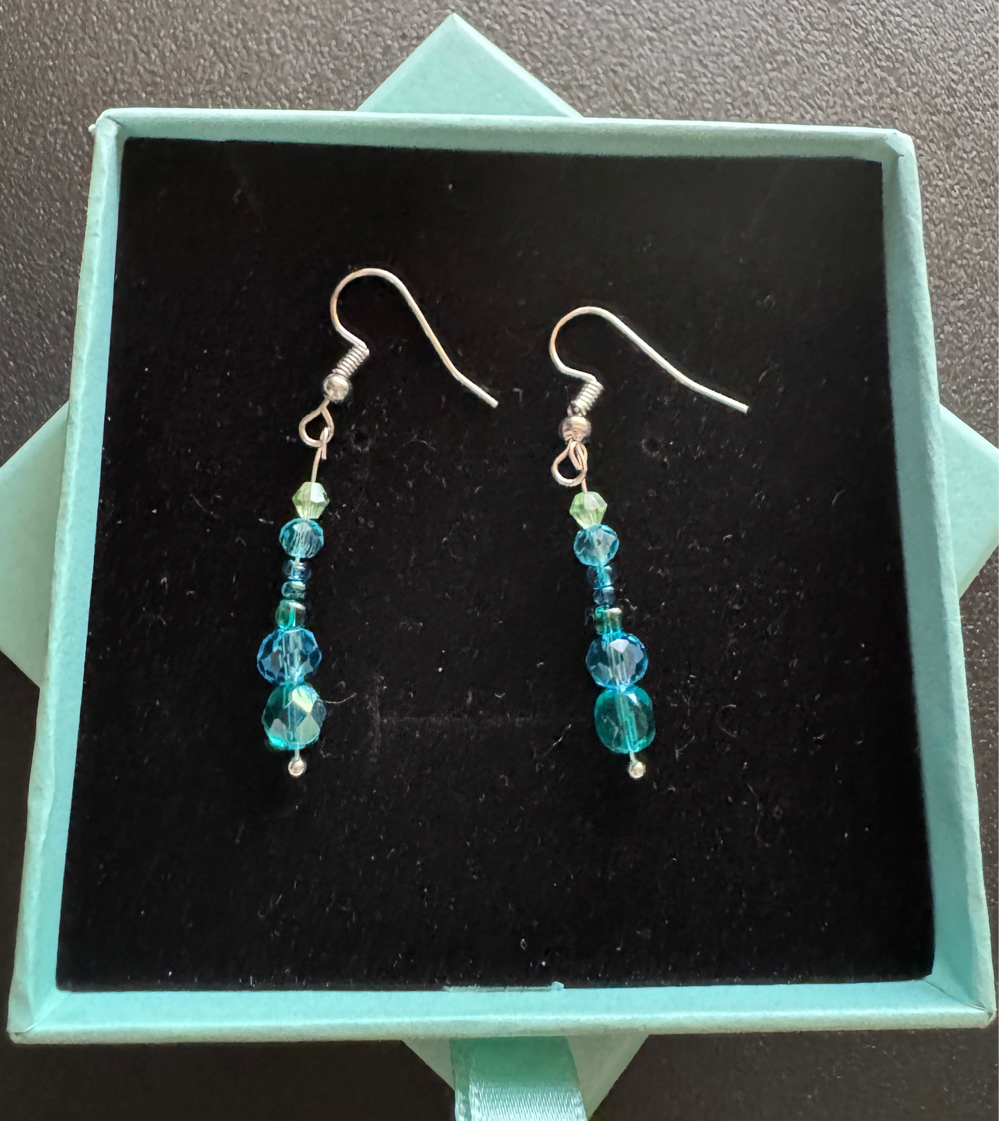 Blue and Green Mixed Media Earrings