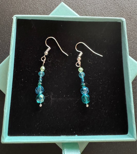 Blue and Green Mixed Media Earrings